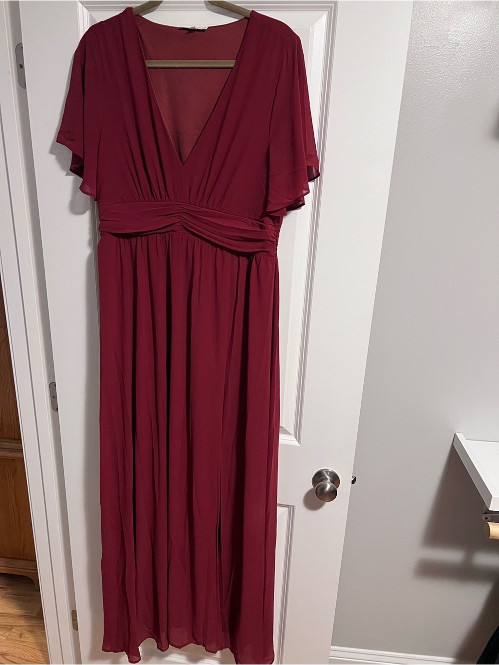 Baltic Born Ramona Terracotta V-Neck Maxi Dress with Flutter Sleeves
